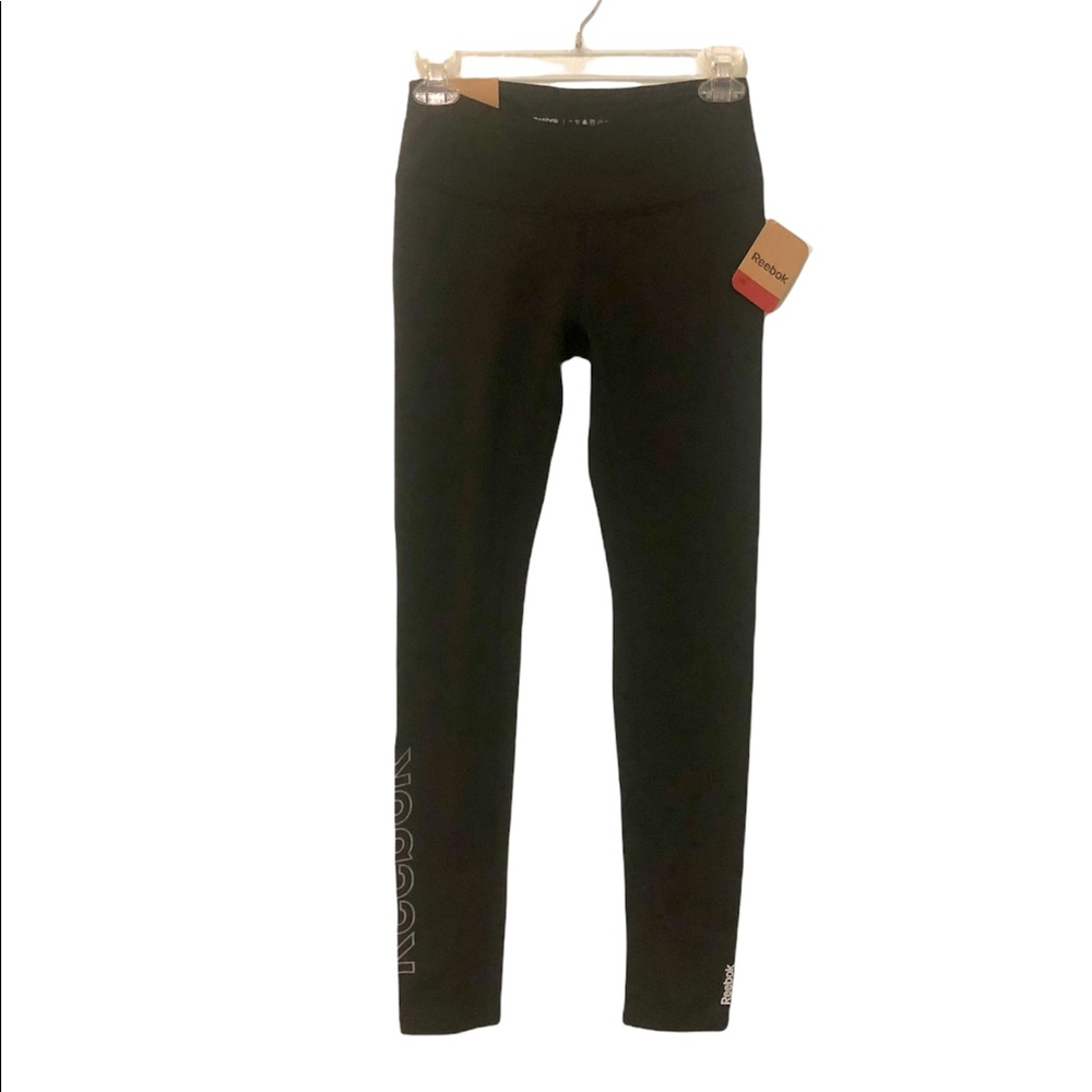 Reebok Black Brushed Interior Mid-Rise Athletic Leggings
